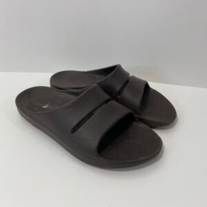 Oofos Men's Slides OOahh Sport Comfort Brown Size 10 Cushioned Leisure